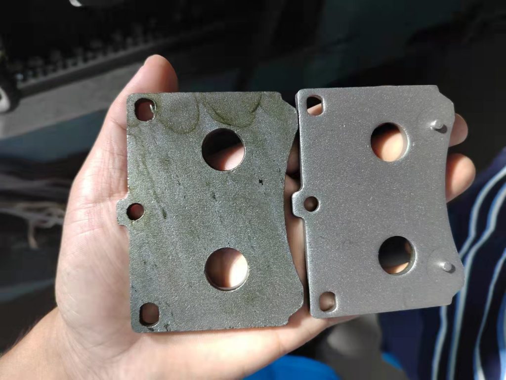 Brake pad hot pressing